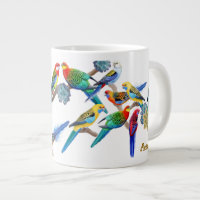 Buntes Rosella plappert riesige Tasse nach
