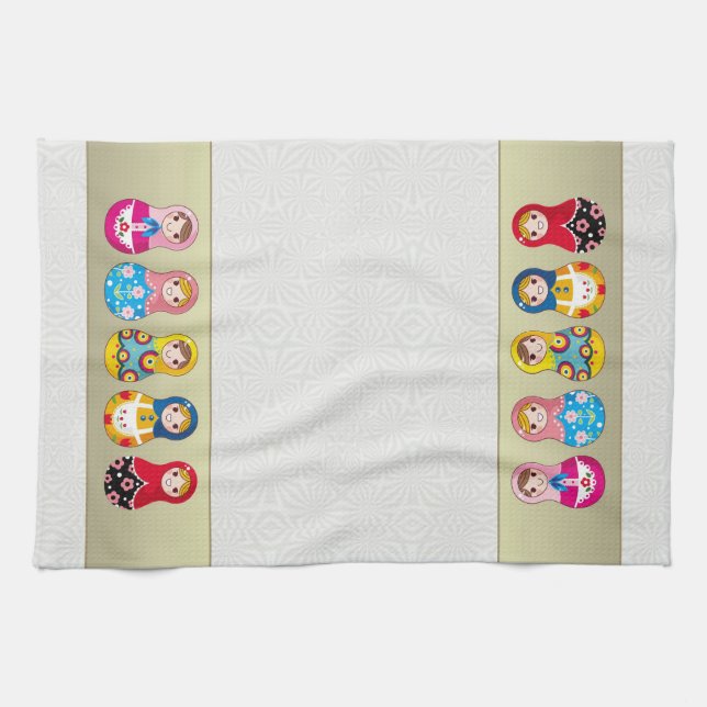Buntes Russe Matrioshka (Matreshka) Puppe Tuch (Horizontal)