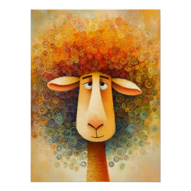 Buntes Schaf – Fantasie Illustration Poster (Vorderseite)