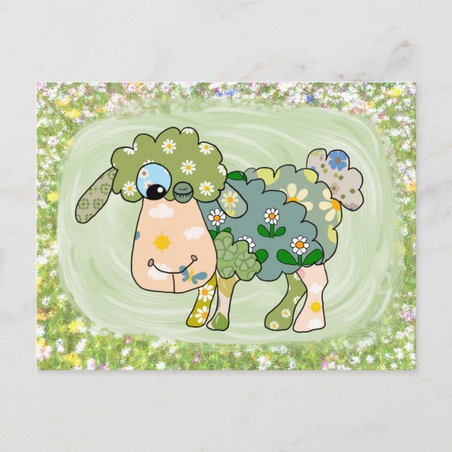 Buntes Schaf Postkarte (Vorderseite)