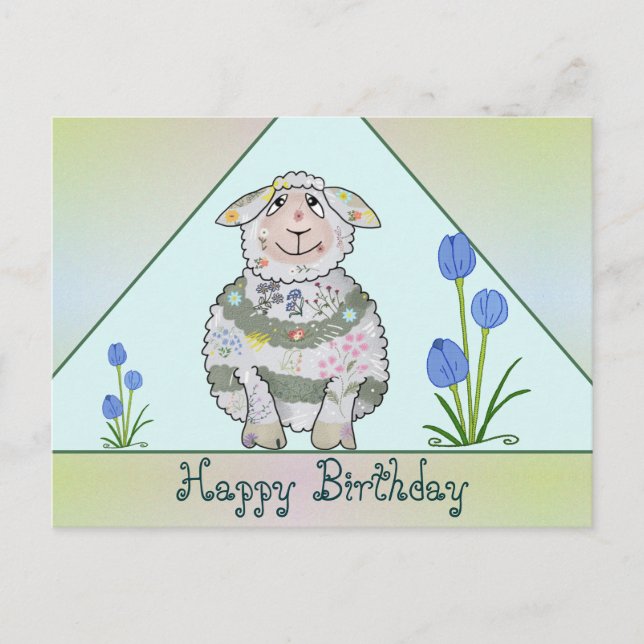 Buntes Schaf Postkarte (Vorderseite)