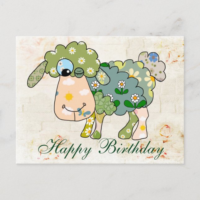 Buntes Schaf Postkarte (Vorderseite)
