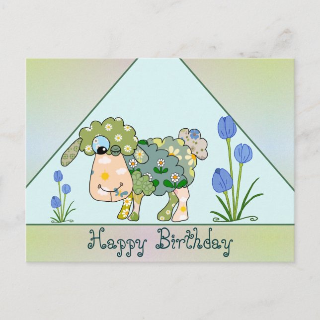 Buntes Schaf Postkarte (Vorderseite)