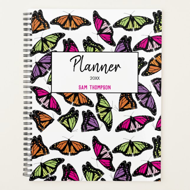 Buntes Schmetterlinge Muster Terminplaner Planer (Vorderseite)