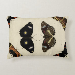 Buntes Schmetterlings-Gemisch auf Sahnehintergrund Zierkissen