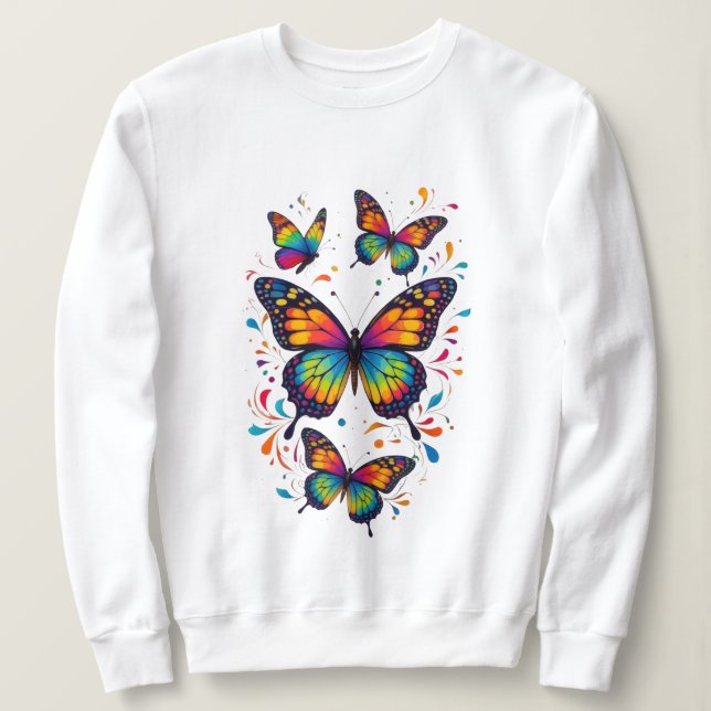 Buntes Schmetterlings-Kunst-Sweatshirt Sweatshirt (Design vorne)