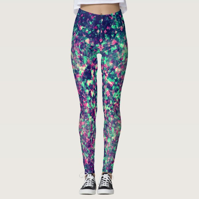 Buntes Schmutz-Kaleidoskop-Muster Leggings (Vorderseite)
