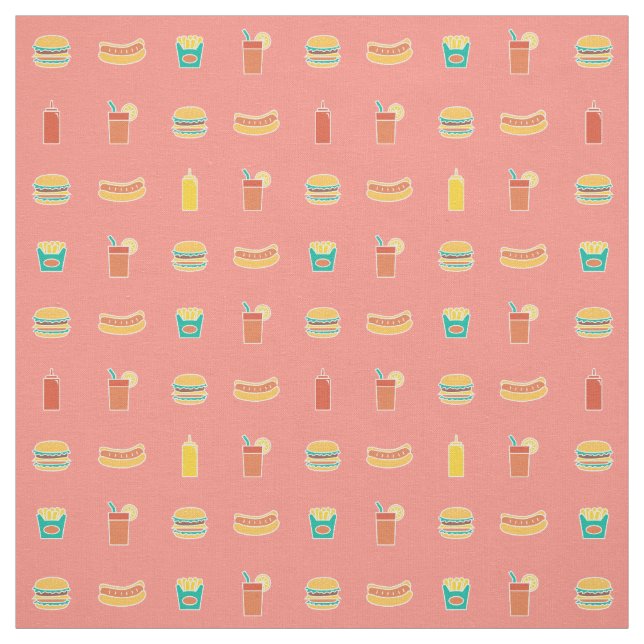 Buntes Schnellimbiß Burger-Würstchen-Soda-Muster Stoff (Muster)