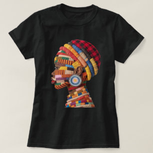Buntes Schwarzes Frauen T-Shirt feiern