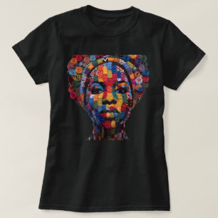 Buntes Schwarzes Frauen T-Shirt feiern