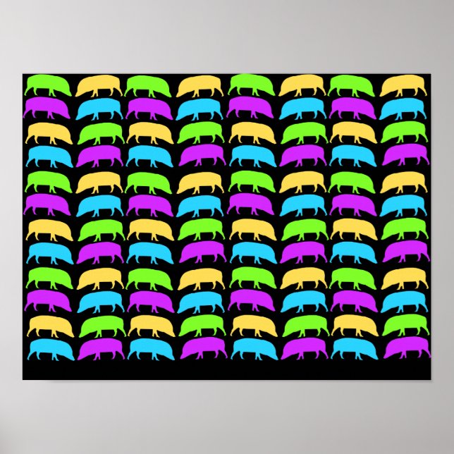 Buntes Schweineposter Poster (Vorne)