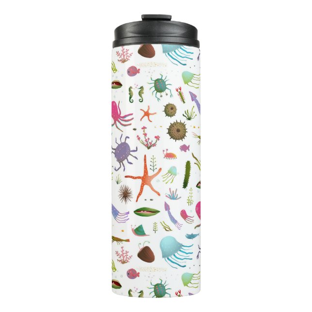 Buntes Seeleben Thermosbecher (Vorderseite)