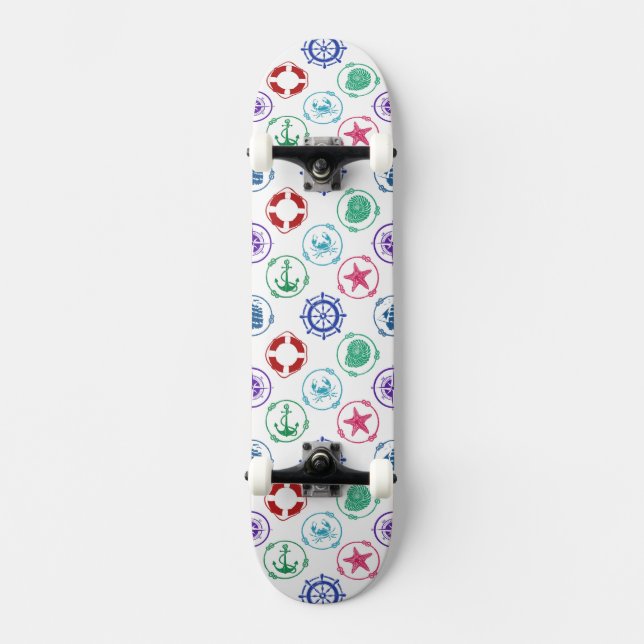 Buntes Seemuster Skateboard (Vorderseite)