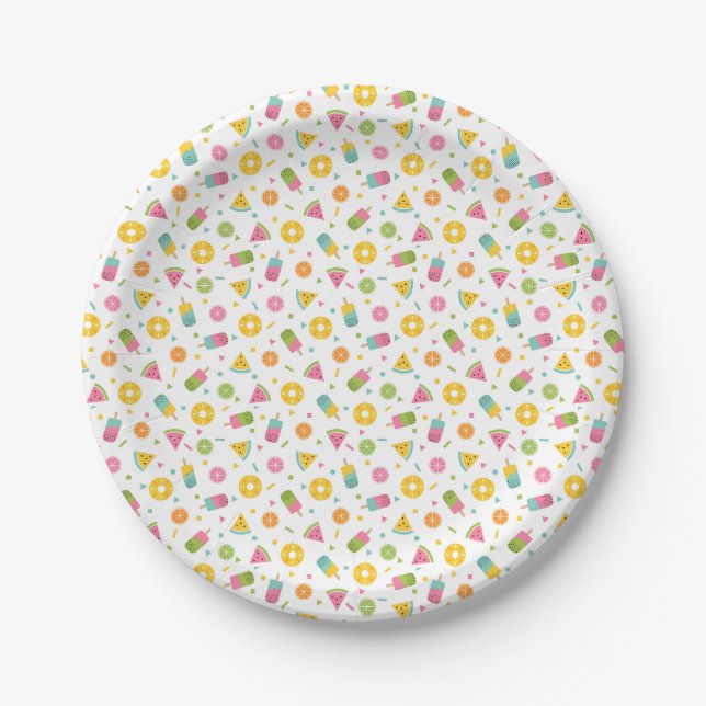 Buntes Sommer-Eiscreme-Muster Pappteller (Vorderseite)