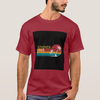 Buntes Sommer-Vibes-illustriertes T-Shirt