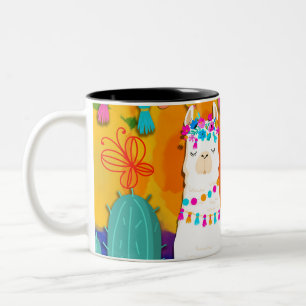 Buntes Spaß-Aquarell Fiesta-Lama Cinco Des Mayo Zweifarbige Tasse