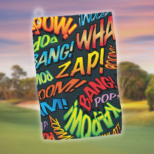 Buntes Spaß-Comic-Book-Pop-Art-Sounds Golfhandtuch