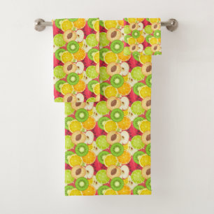 Buntes Spaß-Frucht-Muster Badhandtuch Set