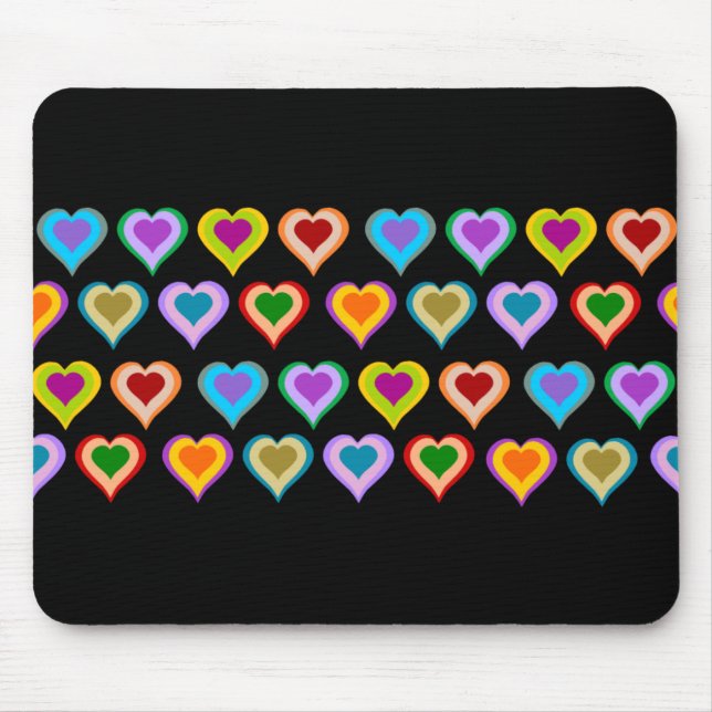 Buntes starkes Herzmuster mousepad (Vorne)
