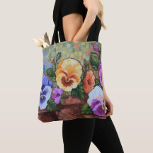 "Buntes Stiefmütterchen" 16" x 16" Taschen-Tasche