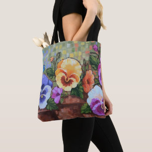"Buntes Stiefmütterchen" 16" x 16" Taschen-Tasche