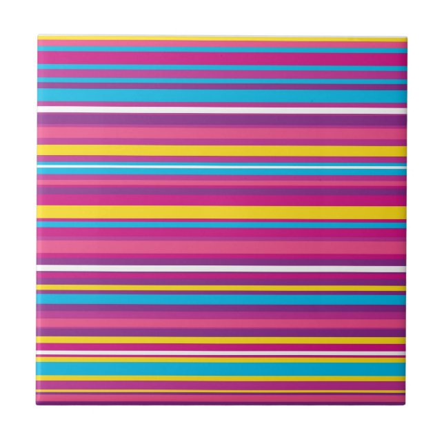 Buntes Streifen-Muster Fliese (Vorderseite)