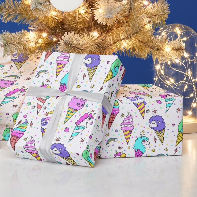 Buntes süßes Eiscreme-Dose-Einhorn-Muster Geschenkpapier (Feiertage)