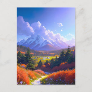Buntes Tal und majestätischer Schneeberg Postkarte