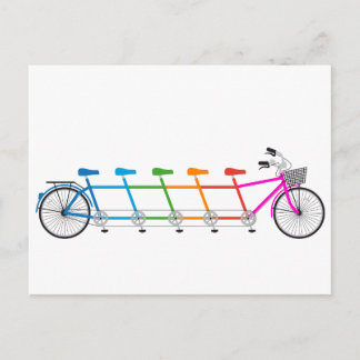 buntes Tandemfahrrad, Teambike Postkarte