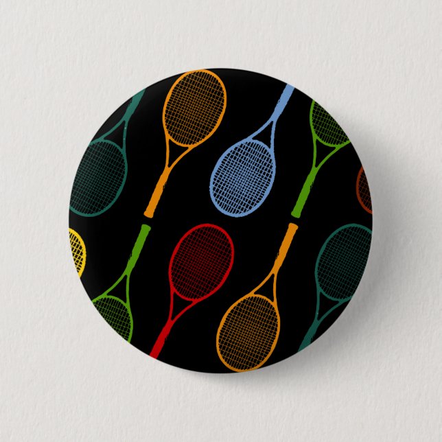 buntes Tennisschlägermuster Button (Vorderseite)