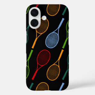 buntes Tennisschlägermuster iPhone 16 Hülle