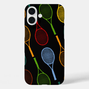 buntes Tennisschlägermuster iPhone 16 Plus Hülle