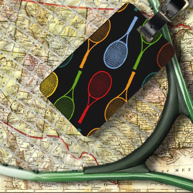 buntes Tennisschlägermuster Gepäckanhänger (Von Creator hochgeladen)