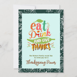 Buntes Thanksgiving-Festessen Grün Einladung