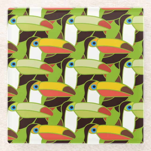 Buntes Toucans 2 Glasuntersetzer (Vorderseite)