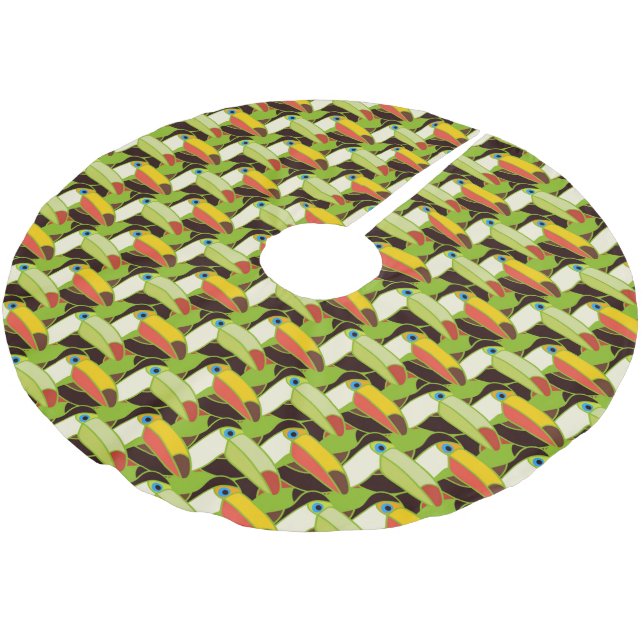 Buntes Toucans Polyester Weihnachtsbaumdecke (Schrägansicht)