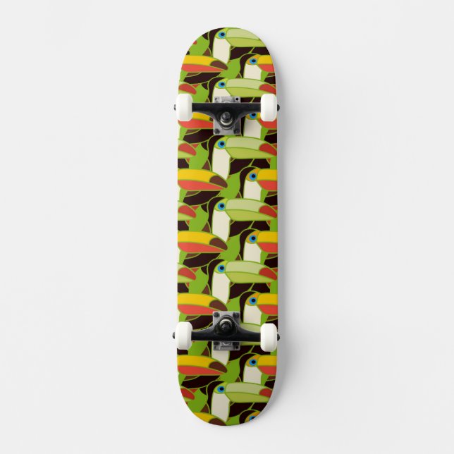 Buntes Toucans Skateboard (Vorderseite)