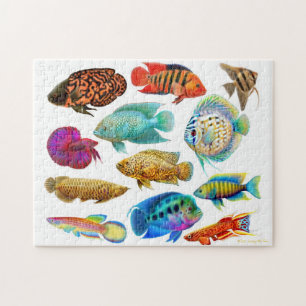 Buntes tropisches Aquarium-Fisch-Puzzlespiel Puzzle
