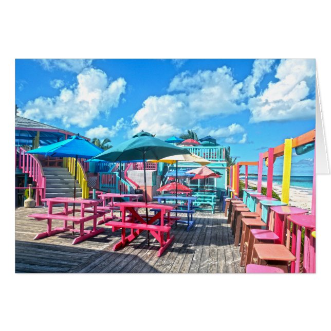 Buntes tropisches Bahamas-Strand-Bar u. Grill (Vorderseite (Horizontal))