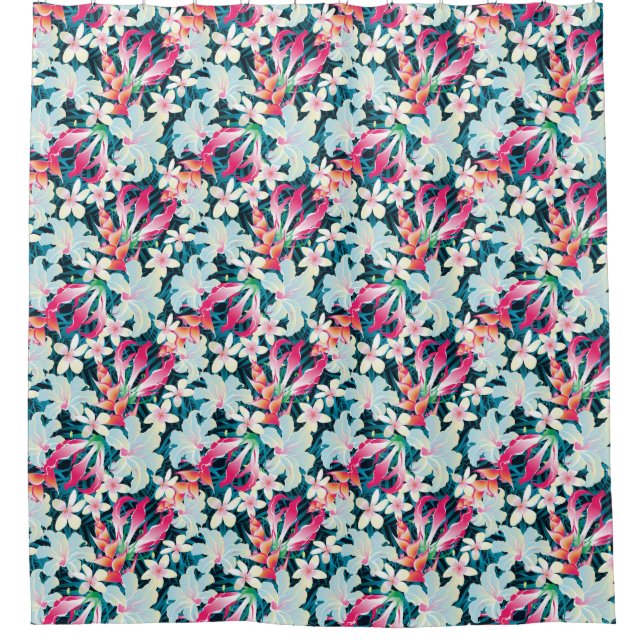 Buntes tropisches Muster Duschvorhang (Vorderseite)