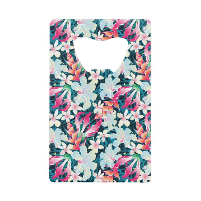 Buntes tropisches Muster Kreditkartenflaschenöffner (Vorderseite)