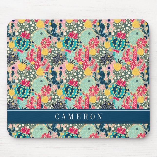 Buntes Tupfen-Kaktus-Muster Mousepad (Vorne)