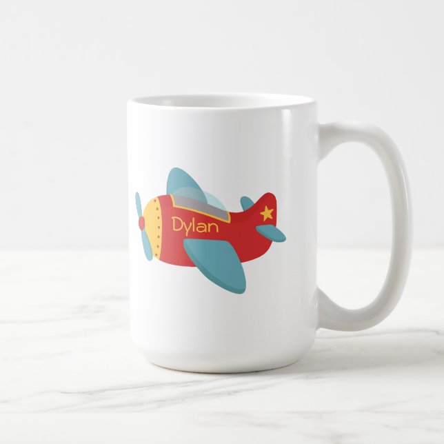 Buntes u. entzückendes Cartoon-Flugzeug Tasse (Rechts)
