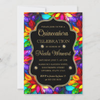 Buntes und goldenes Buntglas-Quinceanera