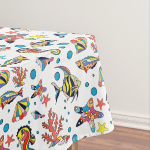 Buntes Unterwasserseeleben-Muster Tischdecke