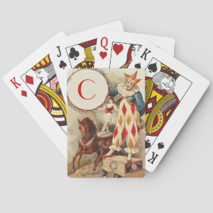 Buntes Vintage-Clown-Monogramm Spielkarten