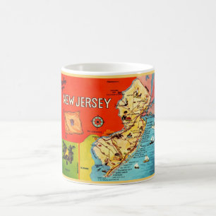 Buntes Vintage-Karten-Mug von New Jersey Kaffeetasse