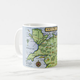 Buntes Vintage-Nordwales-Karten-Mug Kaffeetasse