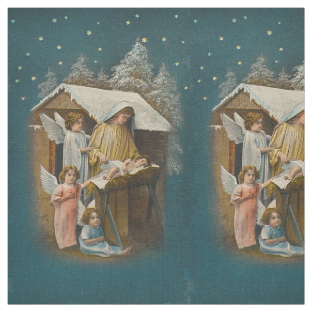 Buntes Vintages Nativityszenengewebe Stoff (Muster)