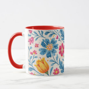 Buntes volkstümliches Blumenmuster mit Schmetterli Tasse